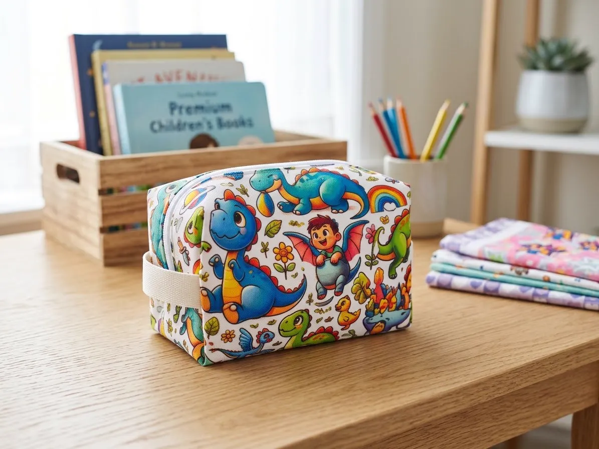 Neceser infantil con estampado de dinosaurios y dragones